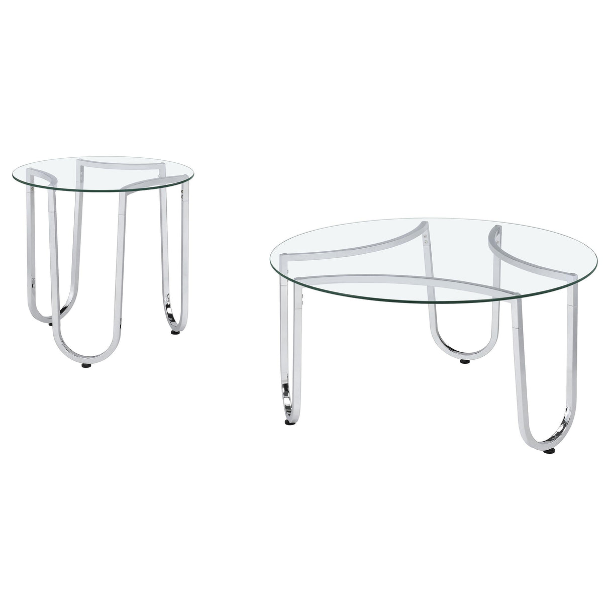 Beller Chrome 2-piece Round Tempered Glass Top Coffee Table Set by Coaster at Eve Furniture