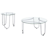 Beller Chrome 2-piece Round Tempered Glass Top Coffee Table Set by Coaster at Eve Furniture