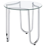 Beller Chrome 2-piece Round Tempered Glass Top Coffee Table Set by Coaster at Eve Furniture