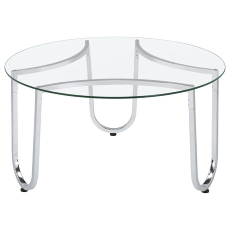 Beller Chrome 2-piece Round Tempered Glass Top Coffee Table Set by Coaster at Eve Furniture
