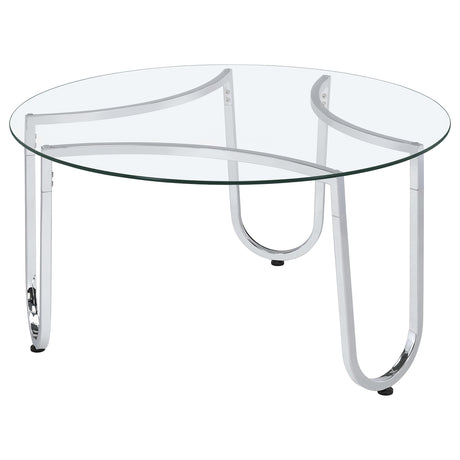 Beller Chrome 2-piece Round Tempered Glass Top Coffee Table Set by Coaster at Eve Furniture