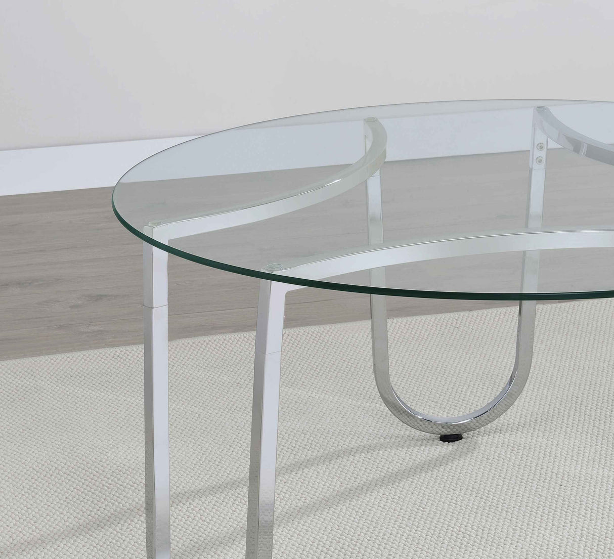 Beller Chrome 3-piece Round Tempered Glass Top Coffee Table Set by Coaster at Eve Furniture