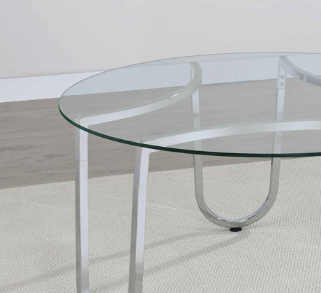 Beller Chrome 3-piece Round Tempered Glass Top Coffee Table Set by Coaster at Eve Furniture