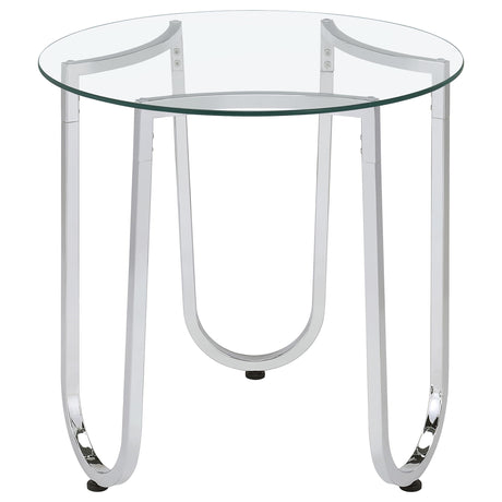 Beller Chrome 3-piece Round Tempered Glass Top Coffee Table Set by Coaster at Eve Furniture