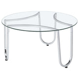 Beller Chrome 3-piece Round Tempered Glass Top Coffee Table Set by Coaster at Eve Furniture