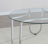 Beller Chrome Round Tempered Glass Top Cocktail Coffee Table by Coaster at Eve Furniture