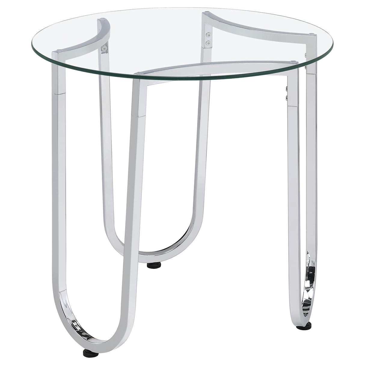 Beller Chrome Round Tempered Glass Top End Side Table by Coaster at Eve Furniture