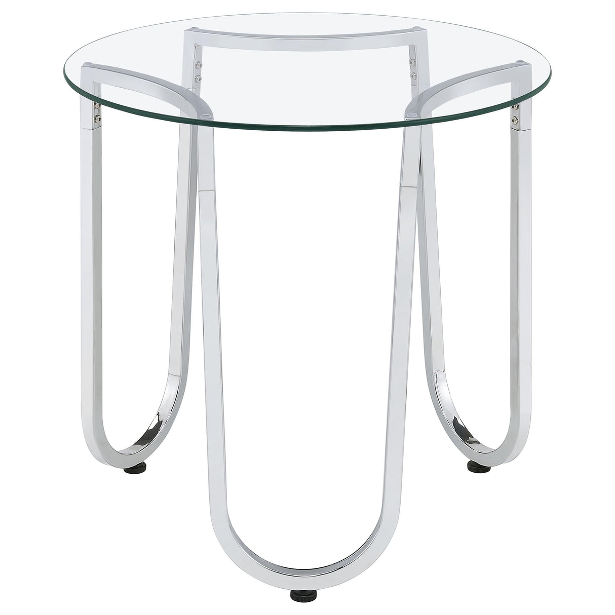 Beller Chrome Round Tempered Glass Top End Side Table by Coaster at Eve Furniture
