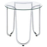 Beller Chrome Round Tempered Glass Top End Side Table by Coaster at Eve Furniture