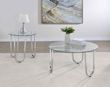 Beller Chrome Round Tempered Glass Top End Side Table by Coaster at Eve Furniture