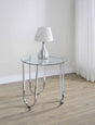 Beller Chrome Round Tempered Glass Top End Side Table by Coaster at Eve Furniture