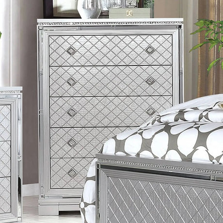 Belleterre Silver 5-Piece Queen Bedroom Set by Furniture of America at Eve Furniture