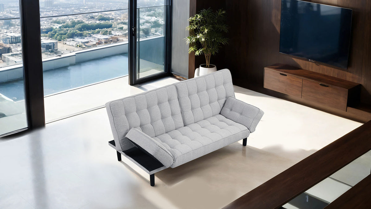 Bellevue Light Gray Futon Sofa Bed by Furniture of America at Eve Furniture