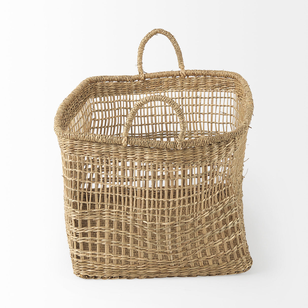 Bellisa (Set of 2) Medium Brown Seagrass Rectangular Basket W/ Handles by Mercana at Eve Furniture