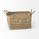 Bellisa (Set of 2) Medium Brown Seagrass Rectangular Basket W/ Handles by Mercana at Eve Furniture