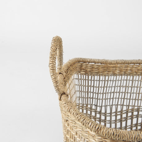 Bellisa (Set of 2) Medium Brown Seagrass Rectangular Basket W/ Handles by Mercana at Eve Furniture