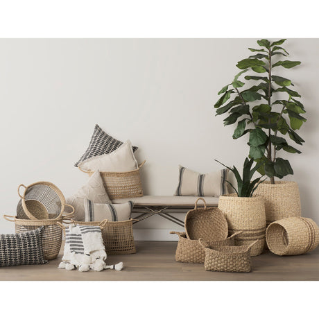 Bellisa (Set of 2) Medium Brown Seagrass Rectangular Basket W/ Handles by Mercana at Eve Furniture
