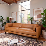 Bellrose Mid-Century Modern Genuine Leather Sofa by Ashcroft Furniture at Eve Furniture