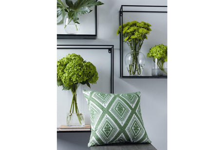 Bellvale Green/White Pillow by Ashley at Eve Furniture