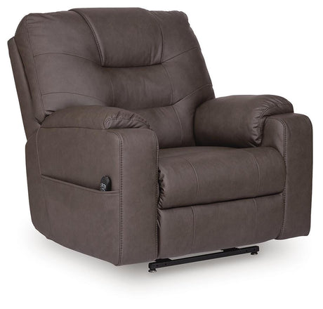 Belmone Pike Gunmetal Power Lift Recliner by Ashley at Eve Furniture