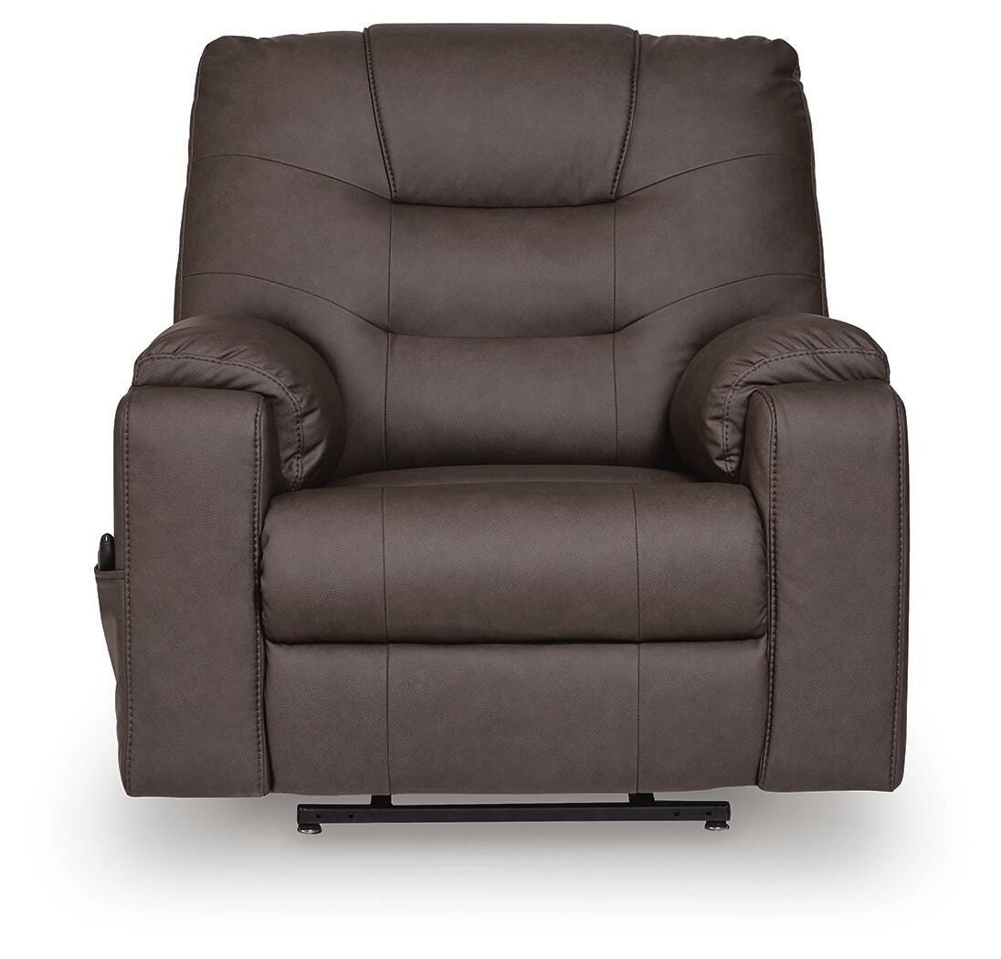 Belmone Pike Gunmetal Power Lift Recliner by Ashley at Eve Furniture