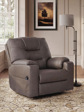 Belmone Pike Gunmetal Power Lift Recliner by Ashley at Eve Furniture
