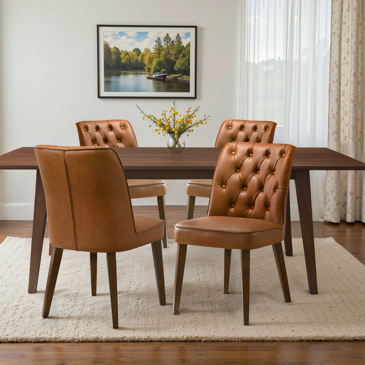 Belmont Cognac Vegan Leather Dining Chair - Set Of 2 by Ashcroft Furniture at Eve Furniture