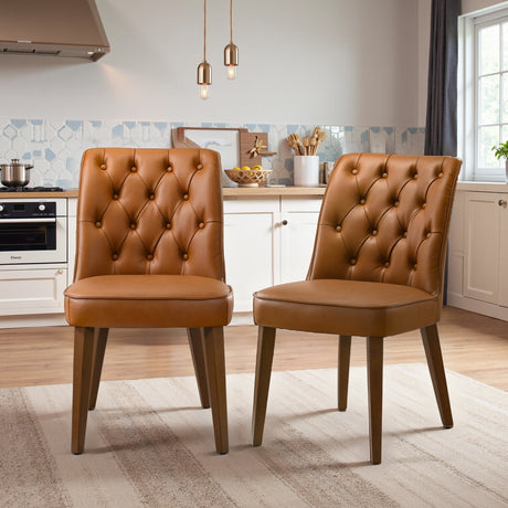 Belmont Cognac Vegan Leather Dining Chair - Set Of 2 by Ashcroft Furniture at Eve Furniture