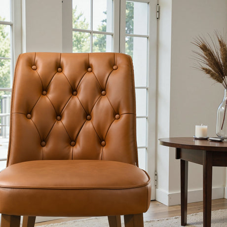 Belmont Cognac Vegan Leather Dining Chair - Set Of 2 by Ashcroft Furniture at Eve Furniture
