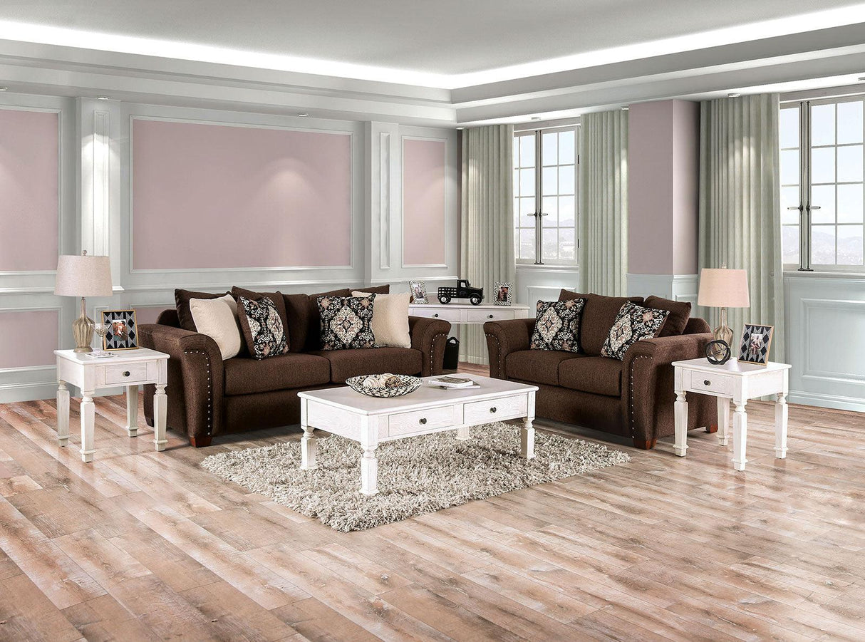 Belsize Chocolate/Tan Loveseat by Furniture of America at Eve Furniture