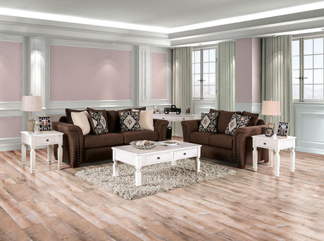 Belsize Chocolate/Tan Loveseat by Furniture of America at Eve Furniture