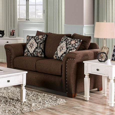 Belsize Chocolate/Tan Sofa & Loveseat by Furniture of America at Eve Furniture