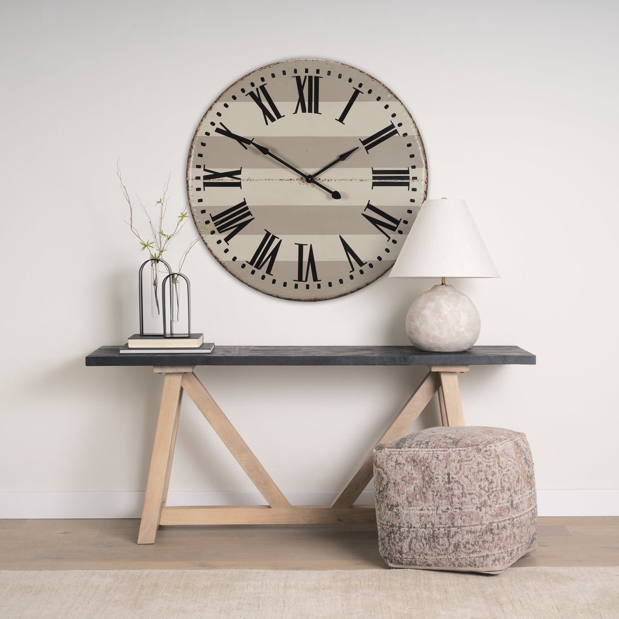 Belton Round Oversize Farmhouse Wall Clock by Mercana at Eve Furniture
