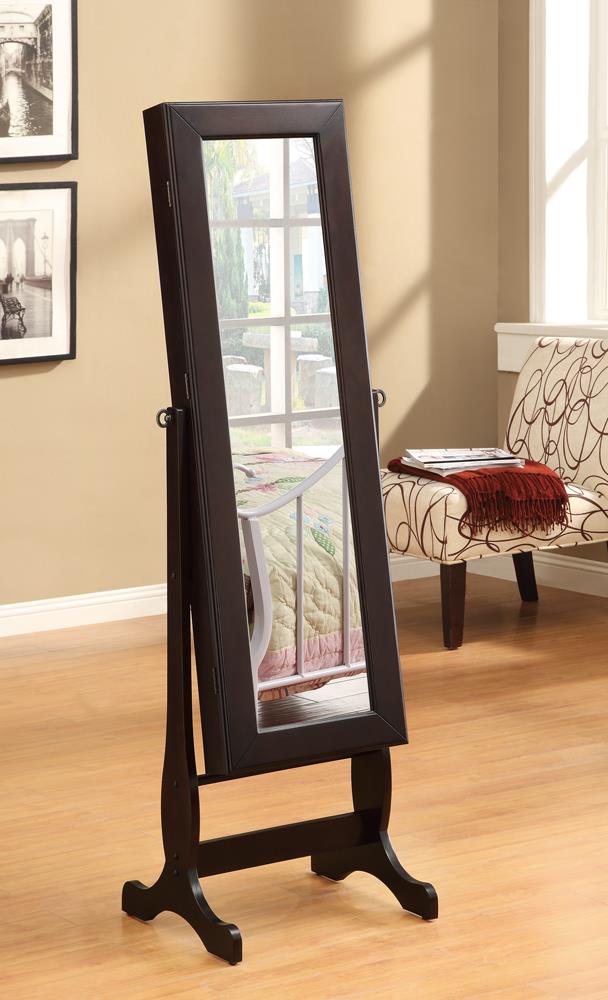 Belzar Cappuccino Jewelry Cheval Mirror with Drawers