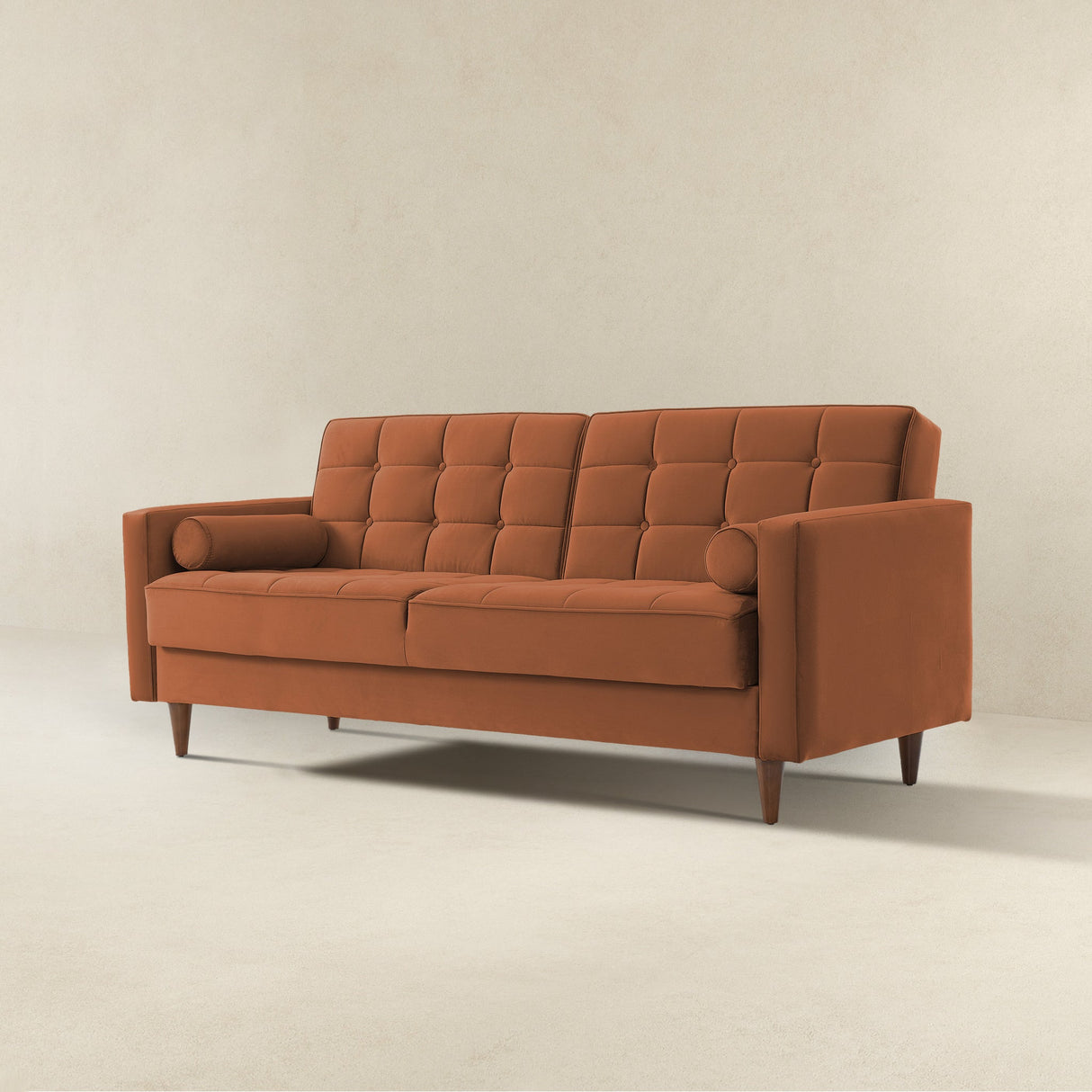 Benara Burnt Orange Velvet Sleeper Sofa