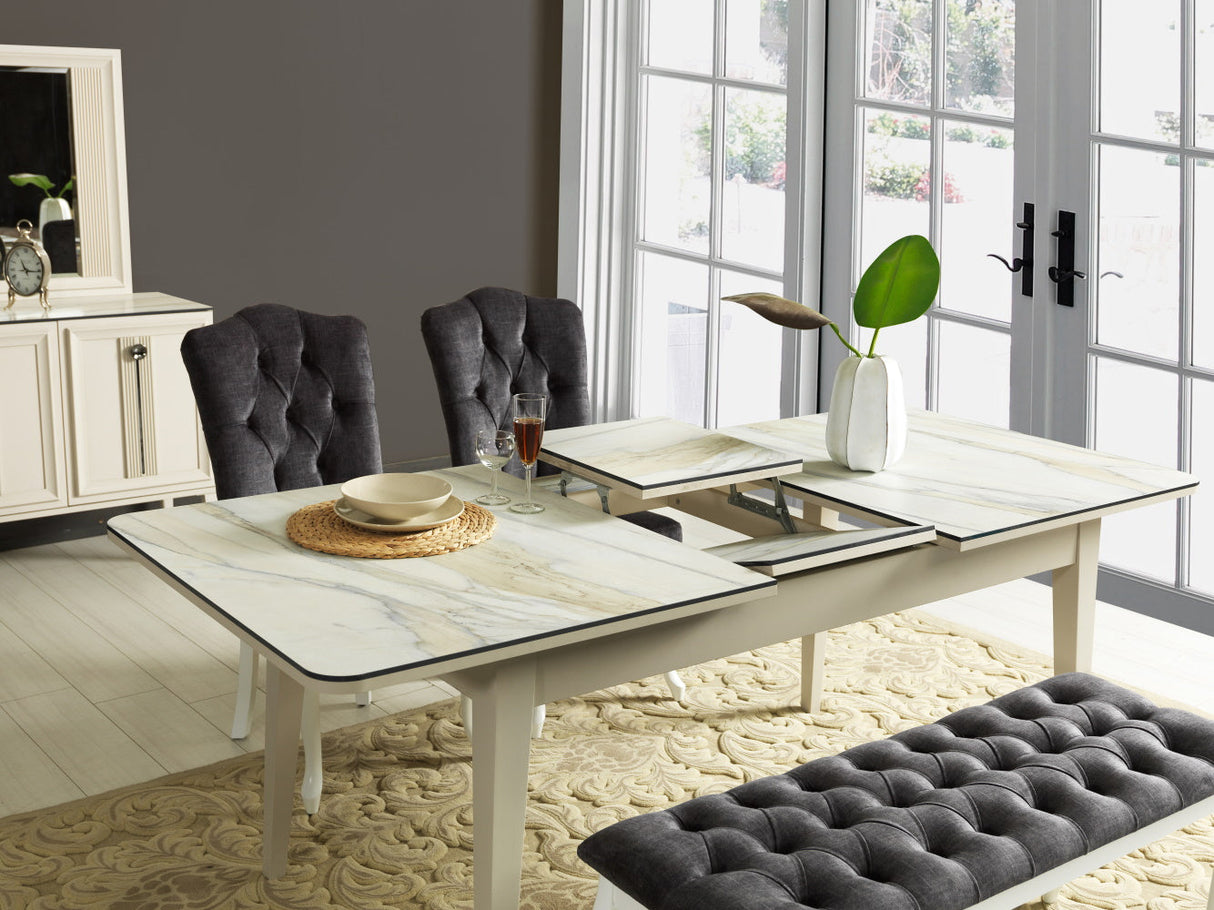Bench With Wood Legs by Furnia at Eve Furniture