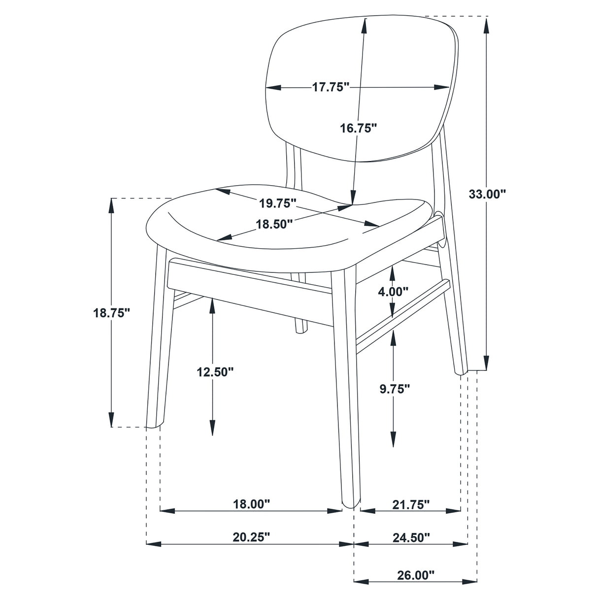Benford Dark Brown Dining Side Chair Upholstered Seat (Set of 2) by Coaster at Eve Furniture
