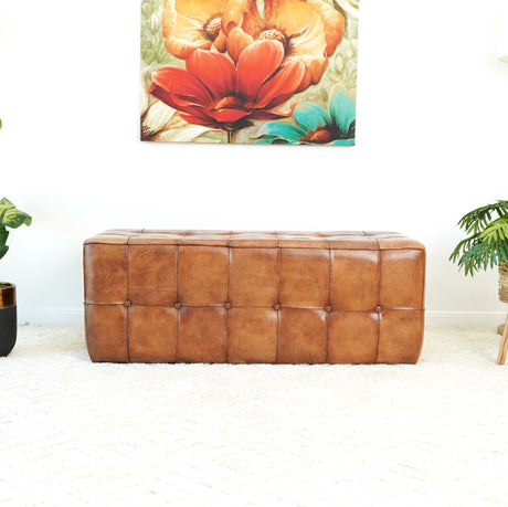 Benjiro Tan Leather Bench by Ashcroft Furniture at Eve Furniture