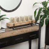 Benk Wood and Black Metal Five Cup Candle Holder by Mercana at Eve Furniture