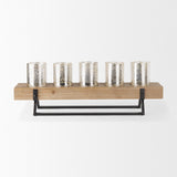 Benk Wood and Black Metal Five Cup Candle Holder by Mercana at Eve Furniture