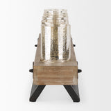 Benk Wood and Black Metal Five Cup Candle Holder by Mercana at Eve Furniture