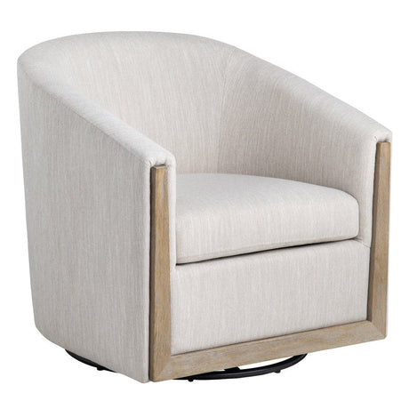 Bennett Beige/Brown Swivel Accent Chair by Crestview at Eve Furniture