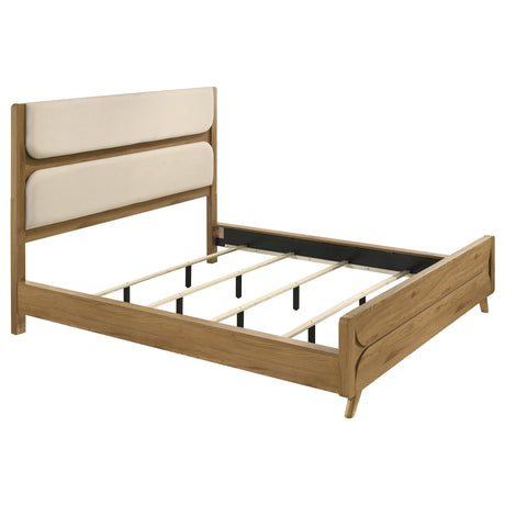 Bennett Cream and Light Oak 62-inch Eastern King Upholstered Panel Bed by Coaster at Eve Furniture