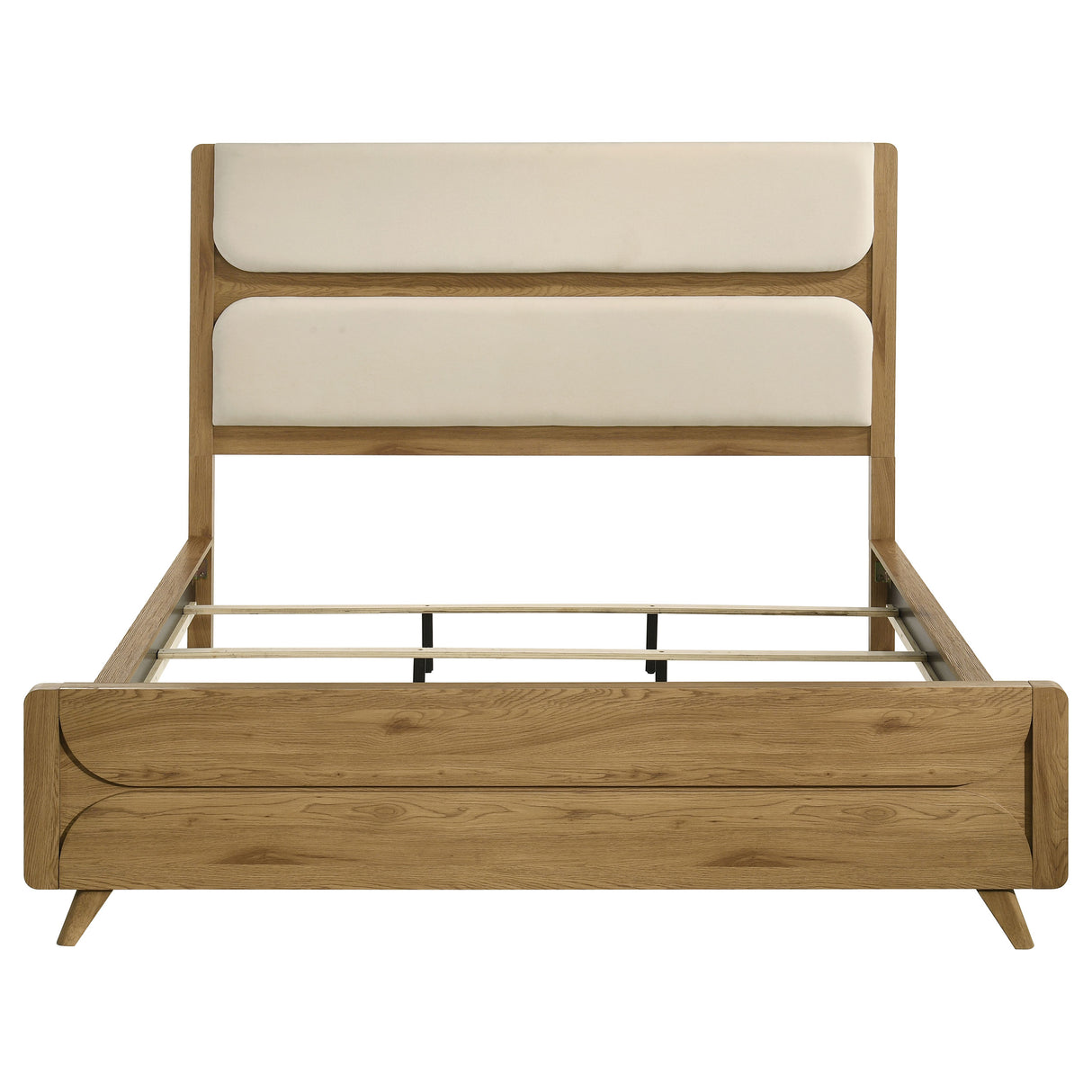 Bennett Cream and Light Oak 62-inch Eastern King Upholstered Panel Bed by Coaster at Eve Furniture