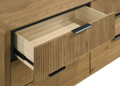 Bennett Light Oak 6-drawer Bedroom Dresser and Mirror Set by Coaster at Eve Furniture