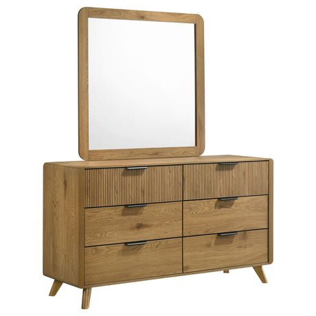 Bennett Light Oak 6-drawer Bedroom Dresser and Mirror Set by Coaster at Eve Furniture