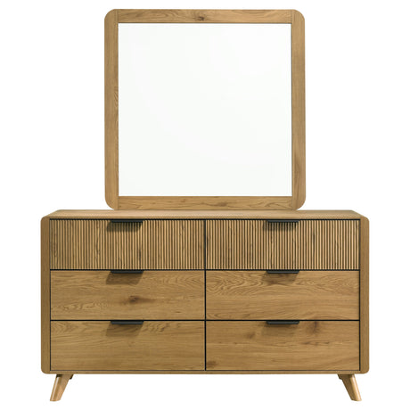 Bennett Light Oak 6-drawer Bedroom Dresser and Mirror Set by Coaster at Eve Furniture