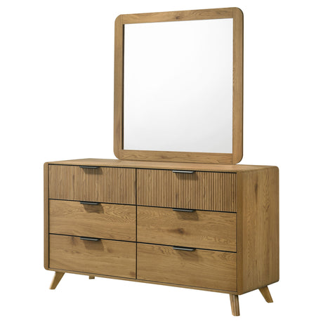 Bennett Light Oak 6-drawer Bedroom Dresser and Mirror Set by Coaster at Eve Furniture