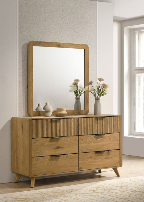 Bennett Light Oak 6-drawer Bedroom Dresser and Mirror Set by Coaster at Eve Furniture