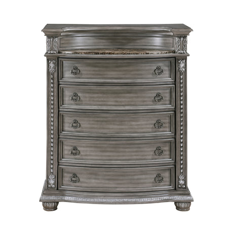 Bennington Gray Upholstered Sleigh Bedroom Set by Homelegance at Eve Furniture